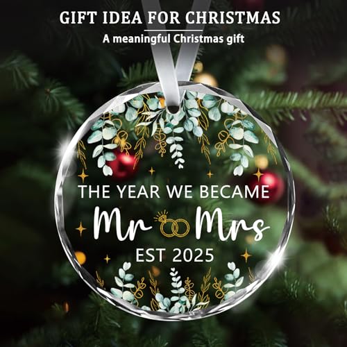 Wedding Gifts Engagement Gifts for Couples 2025 Bridal Shower Gift Mr and Mrs First Christmas Married Ornament 2025 Just Married Gift for Newlywed Couple Bride Her Women Friends(7)