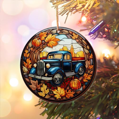 2D Flat All Over Printed, Fall Ornaments, Pumpkin Ornaments, 2 Sides 3.5" Wood Ornament, Fall Home Autumn Decor, Gift for Thanksgiving (Ephg-52035013)
