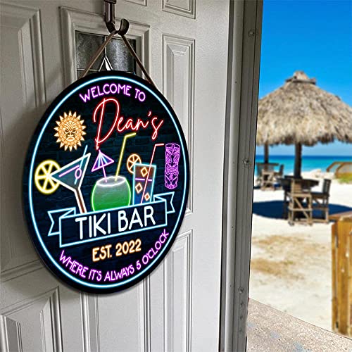 All Over Printed No Real Led Neon Tiki Bar Signs, Gettin' Freaky At The Tiki Signs, 12",18" Tiki Bar Signs, Tiki Louge, Tiki Huts, Tiki Bar, Welcome Sign, Door Signs, Bar Signs, Tiki Signs (WCS-ENNG-35071001)