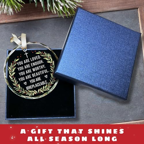 Inspirational Christmas Ornaments - Motivational, Thank You Ornaments for Christmas Tree - Inspirational Gifts for Women, Motivational Positive Gifts - Glass Ornament