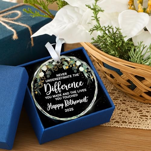 HEXMOZ Retirement Gifts - Retirement Gifts for Women, Men 2025 - Retired Ornament 2025 - Retired Gift for Coworker, Boss, Employee, Teacher, Nurse, Woman, Man - Glass Christmas Ornament Keepsake
