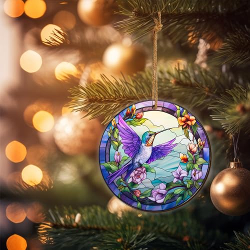 2D Flat All Over Printed, Hummingbird Ornaments, 2 Sides 3.5" Wood Ornament, Gift for Hummingbird Lover, Christmas Decorations (Ephg-51980001)