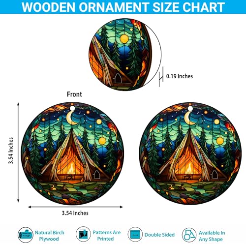 2D Flat All Over Printed, Camping Ornaments, Camping Christmas Ornaments, 2 Sides 3.5" Wood Ornament, Gift for Camper Lover, Christmas Decor