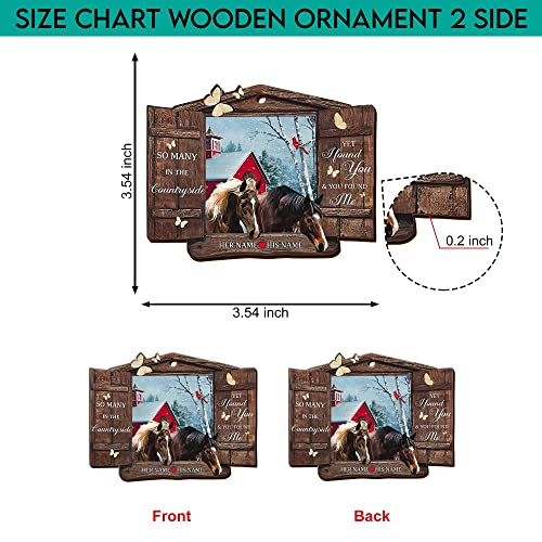 All Over Printed Horse Ornament, Christmas 2022 Tree Decoration, 3.5" Wood 2 Sided, Gift for Her, Horse Lover (10)