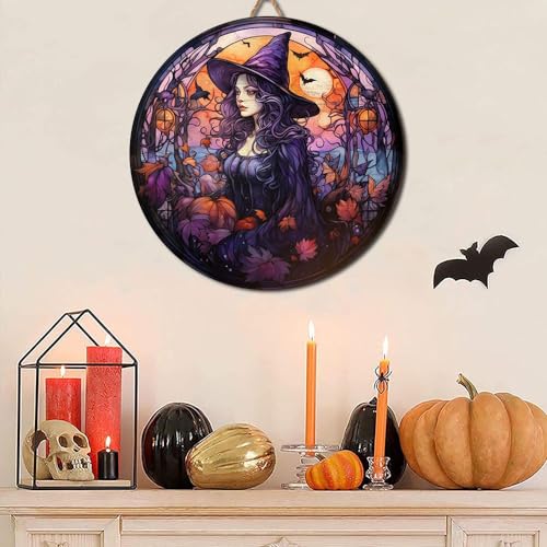 2D Flat All Over Printed, Halloween Sign, Witch Sign, Witches Wooden Sign, 8",12",18" Wooden Sign, Witch Room Decor, Halloween Decorations, Gift Idea For Witch