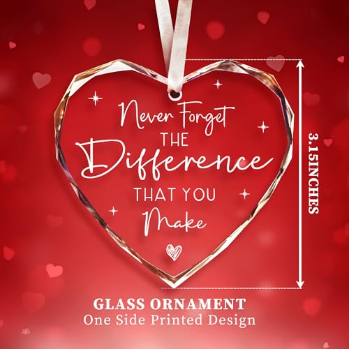 Thank You Gifts,Appreciation Gifts for Teacher,Boss, Coworkers, Manager, Mentor, Nurse, Mom, Friends,Heart-Shaped Never Forget The Difference That You Make Gifts - Christmas Ornaments