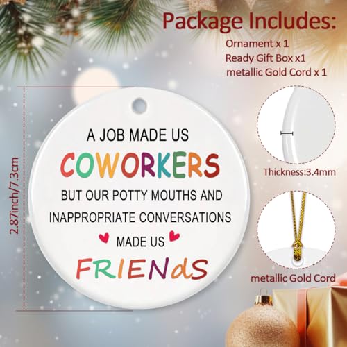Coworker Gifts, Coworker Christmas Ornament 2025, Co Workers Ideas for Women, Men, Worker Bestie, Work Friend - A Job Made Us Coworkers But Our Potty Mouth