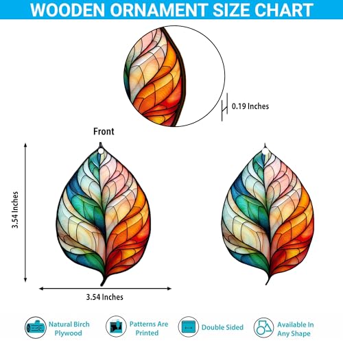 2D Flat All Over Printed, Maple Leaf Ornaments, Leaves Christmas Ornaments, 2 Sides 3.5" Wood Ornament, Seasonal Decor, Christmas Tree Hanging (Ephg-52492010)
