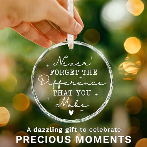 ZAGKOO Thank You Gifts - Teacher Appreciation Gifts, Teacher Nurse Ornament - Retirement Gift for Woman Men - Appreciation Gift for Employee Coworker Friend Counselor Boss - Glass Ornament Keepsake