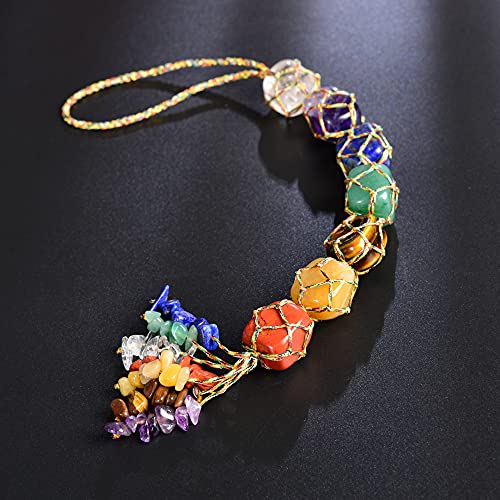 Anjiucc 7 Chakra Healing Crystals Feng Shui Hanging Ornament Car Ornament Meditation Hanging Ornament Window Ornament for Home Decor Party Decor