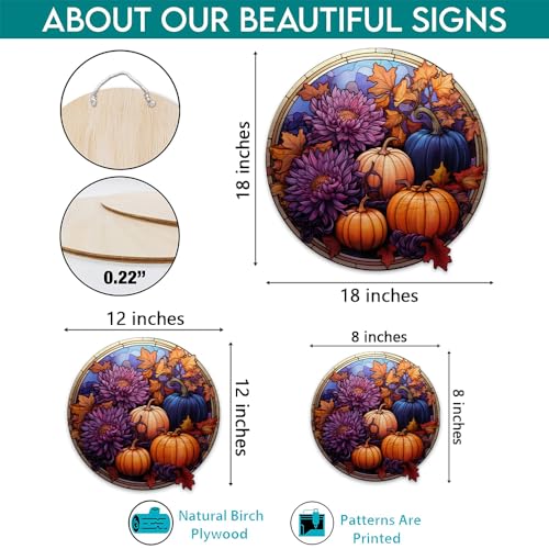 2D Flat All Over Printed, Pumpkin Wooden Sign, Fall Sign, Autumn Sign, Pumpkin Sign For Fall Decor, 8",12",18" Wood Sign, Autumn Decor, Fall Decorations (CSWS-EPHG-51951006)
