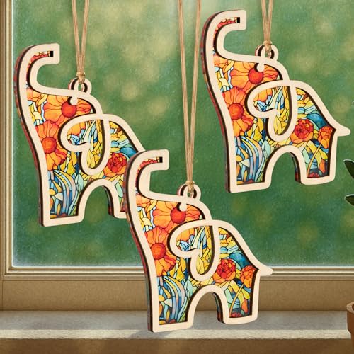 Best Friend Birthday Gifts for Women, Friendship Elephant Ornament with Story Card, Friendship Gifts for Women, Birthday Presents for Best Friends Sisters Special Bond Decor (Set 3 Suncatcher)