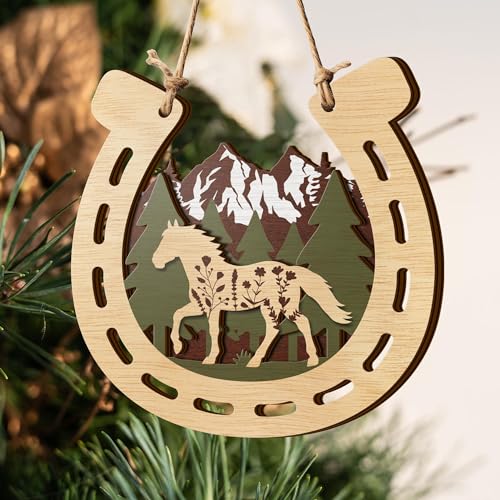 All Over Printed Horse Ornaments; 3.5"x3.5" 2 Layer Christmas Decorations, Gift For Horse Breeder