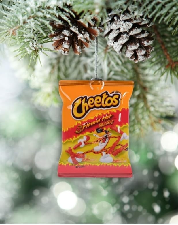 Cheetos Ornament, 4" Flamin Hot Cheetos, Hanging Ornament, Christmas Tree Ornament