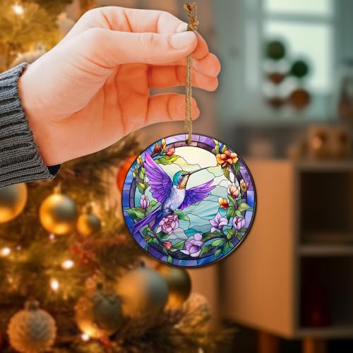 2D Flat All Over Printed, Hummingbird Ornaments, 2 Sides 3.5" Wood Ornament, Gift for Hummingbird Lover, Christmas Decorations (Ephg-51980001)