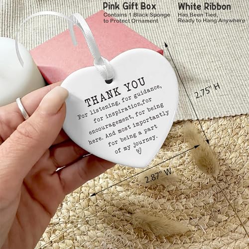 Thanksgiving Birthday Christmas Gift-Thank You Gift for Leader Boss Teacher Mentor Tutor Coach Godparents Best Friends-Ceramic Heart Ornament Keepsake Sign Plaque Decor Present-Double-Sided Printing