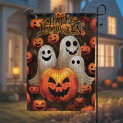 All Over Printed Halloween Double Sided Garden Flags, 12x18" Garden Flag, Pumpkin Flag for Halloween Decor, Home Decor Outdoor, Fall Yard Flag