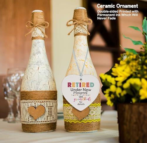 Retired Under New Management-Happy Retirement Gifts-Funny Colleagues Retirement,Goodbye,Leaving Gifts for Coworkers Boss Leader Teacher-Appreciate Heart Shaped Ornament with Gift Box