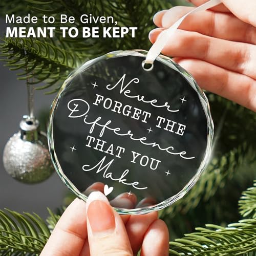 ZAGKOO Thank You Gifts - Teacher Appreciation Gifts, Teacher Nurse Ornament - Retirement Gift for Woman Men - Appreciation Gift for Employee Coworker Friend Counselor Boss - Glass Ornament Keepsake