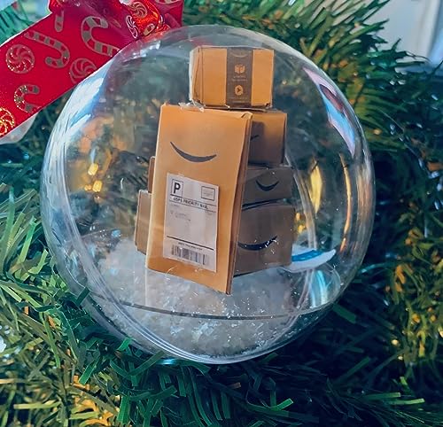 Canbebig Christmas Ornament 3.54inch Funny Ornament Ball for Christmas Tree Clear Ball Ornament Home Office Xmas Decorations Mini Gifts Box Ornament for Christmas