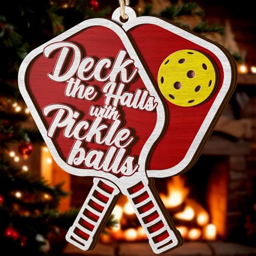 All Over Printed Pickleball Ornaments 2024, Pickleball Christmas Ornaments, Pickleball Gift, Pickleball Acessories Christmas 2 Layers Ornaments for Christmas Tree Hanging