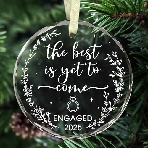 BSQUIELE Engagement Gifts for Couples 2025 - The Best is Yet to Come Glass Ornament - Gifts for Newly Engaged Couple - Happy Engagement Gifts for Bride, Groom, Him, Her - Engagement Party Decorations