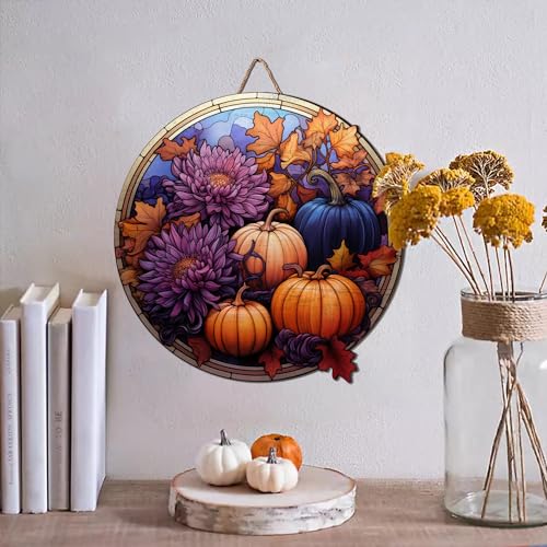 2D Flat All Over Printed, Pumpkin Wooden Sign, Fall Sign, Autumn Sign, Pumpkin Sign For Fall Decor, 8",12",18" Wood Sign, Autumn Decor, Fall Decorations (CSWS-EPHG-51951006)