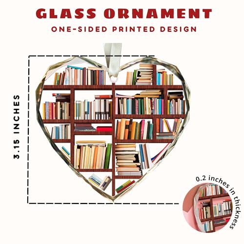 Book Lovers Gifts - Gifts for Book Lovers - Gift for Reading Lover Women, Gift for Readers and Books Lover - Reading Books Worm Club Ideas - Glass Hanging Ornament