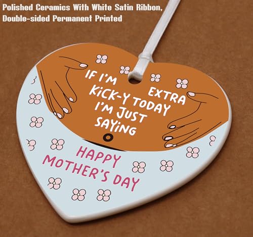 2025 for Pregnant Women,Bump Talks to Mom,New Mum Present-Mother to Be-First Time Mom-Newborn,New Baby-Pregnancy Announcement Gift,Ceramic Heart Ornament,Double-Sided Printing