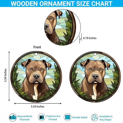 2D Flat All Over Printed, Pitbull Ornaments, Pet Lover Ornaments, 2 Sides 3.5" Wood Ornament, Gift for Pitbull Lover, Christmas Decor (Ephg-52487002)