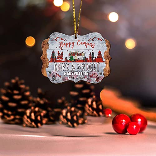 All Over Printed, Camping Ornaments, Campsite Camper Ornament, Christmas Tree Ornaments, 3.5" Wood Ornament 2 Sided, Gift for Family, Friend