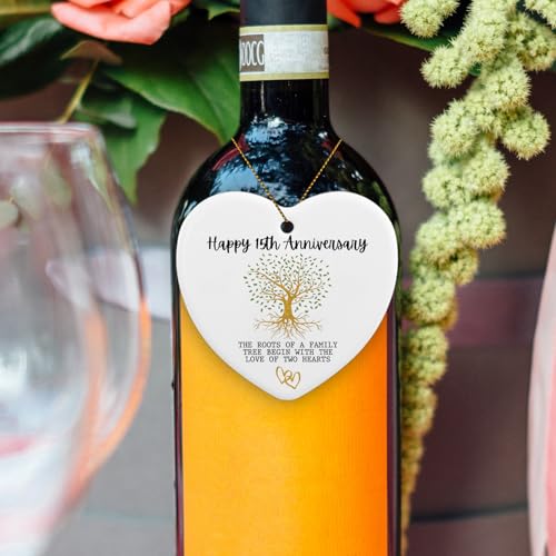 15th Anniversary Marriage Gifts for Couple Happy 15th Anniversary Ornament Keepsake Sign Heart Plaque Anniversary Romantic Couple Wedding Engagement Gifts for Her Him Wife Husband