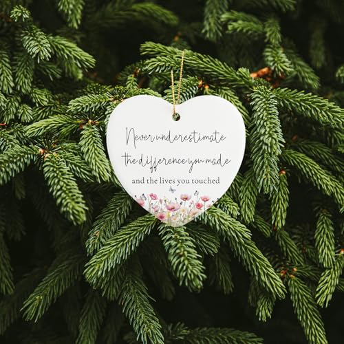 Thank You Gifts for Women Appreciation Gifts for Employee Never Underestimate The Difference You Made Ceramic Ornament Retirement Going Away Farewell Gift for Coworkers Teachers Nurses Employee Boss