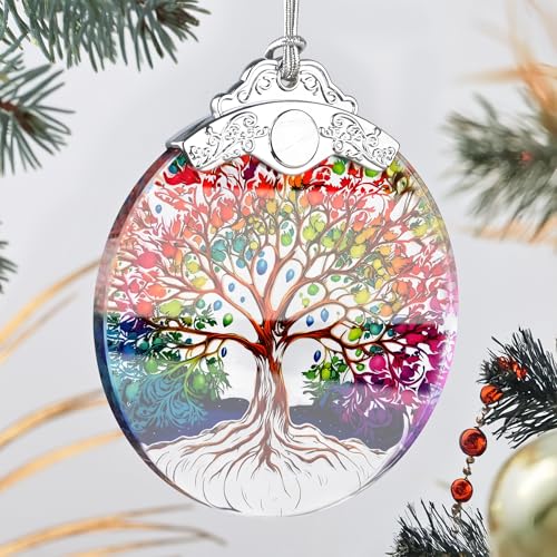 Tree of Life Stained Glass Ornament - Christmas Tree Decor, Ornaments for Christmas and Exchange