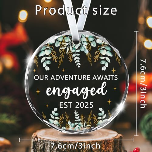 Wedding Gifts Engagement Gifts for Couples 2025 First Christmas Engaged Ornament 2025 Just Engaged Bachelorette Gift Happy Engagement Gift for Newly Engageds Couples Bride to be Her Women Fiance(8)