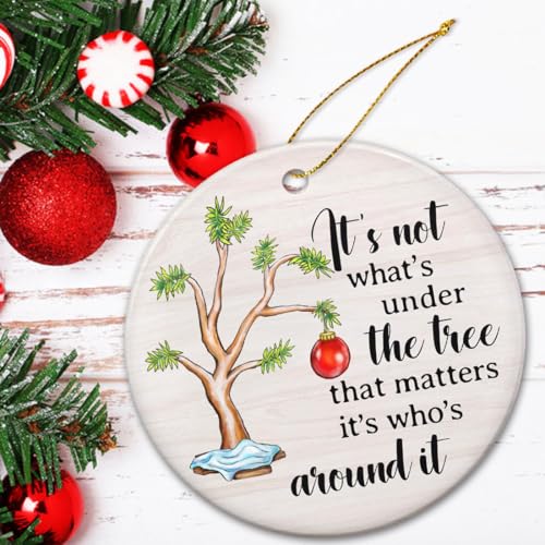 Ceramic Christmas Ornaments 2025, Classic White Round Hanging Ornaments for Christmas Tree, Meaningful Gifts for Women, Men, Family, Sister, Friends