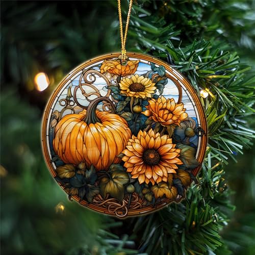2D Flat All Over Printed, Fall Ornaments, Pumpkin Ornaments, 2 Sides 3.5" Wood Ornament, Fall Home Autumn Decor, Gift for Thanksgiving (EPHG-52035010)