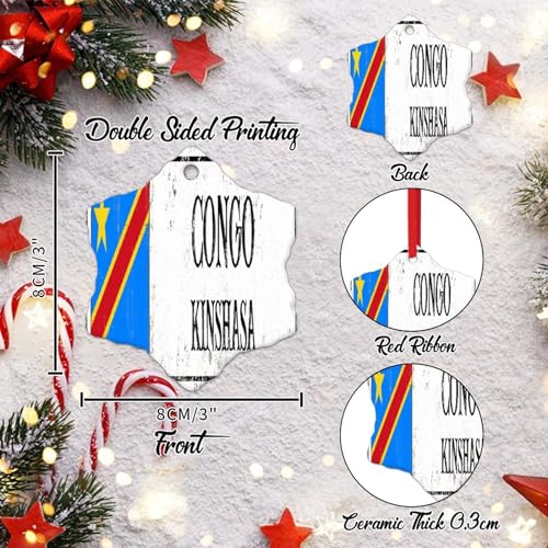 Christmas Ornament - Congo Ornament - Ceramic Ornament Holidays Decoration Kinshasa Tree Decoration Ornament City Souvenir Gift Xmas Tree Decorations New Year Gift