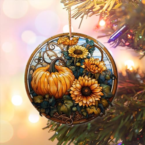 2D Flat All Over Printed, Fall Ornaments, Pumpkin Ornaments, 2 Sides 3.5" Wood Ornament, Fall Home Autumn Decor, Gift for Thanksgiving (EPHG-52035010)