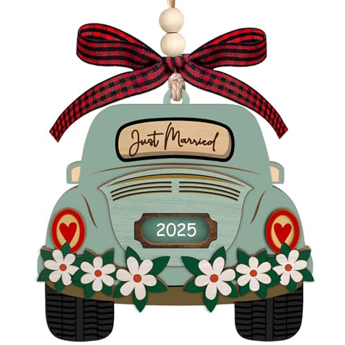 Wedding Gifts for Couples 2025, Just Married Decorations - Bridal Shower Gifts for Bride, Newly Wed Gift Ideas - First Christmas Married Ornament 2025