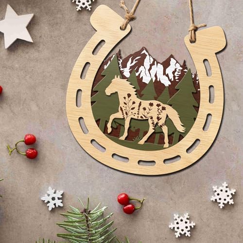 All Over Printed Horse Ornaments; 3.5"x3.5" 2 Layer Christmas Decorations, Gift For Horse Breeder