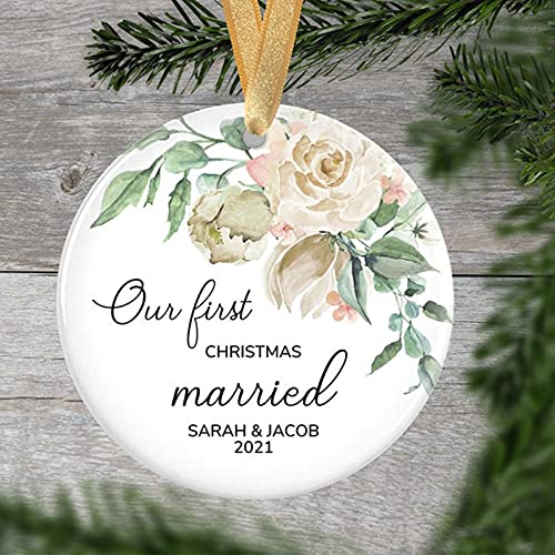 Tulip Ornament - First Married Christmas Floral Ornament - Just Married Ornament - First Married Ornament - Wedding Ornaments