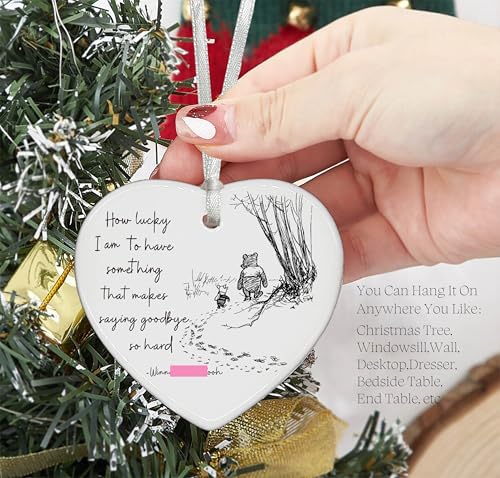 Best Friends Goodbye,Leaving,Going Away,Farewell Gift-How Lucky I Am-Ceramic Heart Ornament Keepsake Sign Plaque Decor Gift-Double-Sided Printing