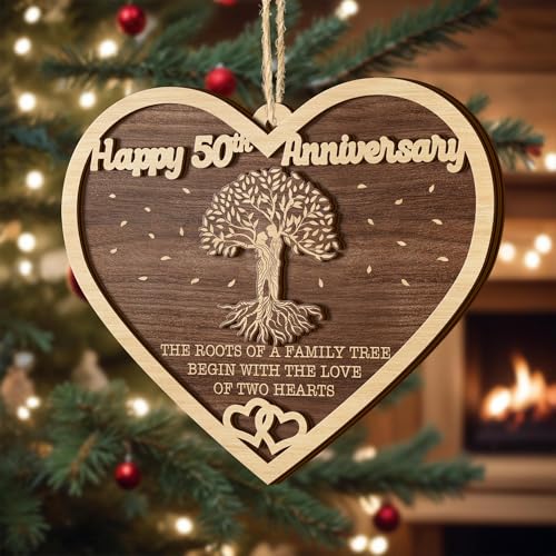 50th Anniversary Ornament, 2 Layer Ornaments,50 Year for Couple, Wedding Ornaments, Parents, Friend Her Him, Decoration Hanging Ornament