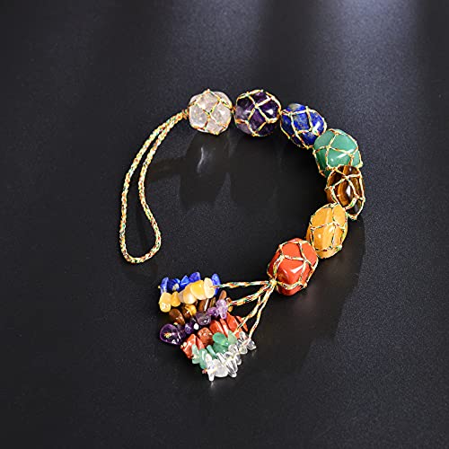 Anjiucc 7 Chakra Healing Crystals Feng Shui Hanging Ornament Car Ornament Meditation Hanging Ornament Window Ornament for Home Decor Party Decor
