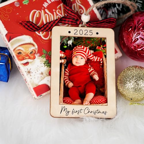 Baby's First Christmas Ornament 2025, Baby First Christmas Picture Frame Ornament, 2x3 Picture Frame Wooden Ornament, Babys First Christmas Ornament 2025 Girl, Boy, My First Christmas Ornament 2025