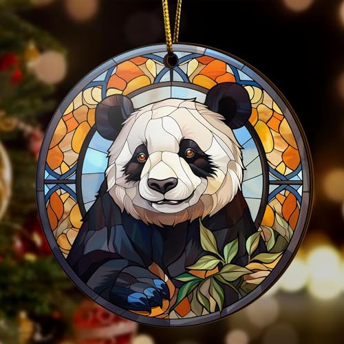 2D Flat All Over Printed, Panda Ornaments, Panda Christmas Ornaments, Panda Ornaments for Christmas Tree, 2 Sides 3.5" Wood Ornament, Gift for Panda Lover (Ephg-52650001)