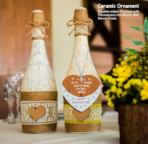 2025 for Pregnant Women,Bump Talks to Mom,New Mum Present-Mother to Be-First Time Mom-Newborn,New Baby-Pregnancy Announcement Gift,Ceramic Heart Ornament,Double-Sided Printing