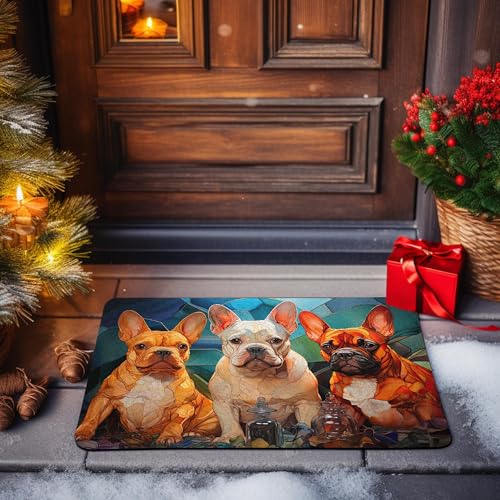 All Over Printed, French Bulldog Doormat, Doormat with French Bulldog Pattern, 24x16 inches, 30x18 inches Doormat, Home Decor Outdoor, Gift for French Bulldog Lover (RBRGUS-EPHG-53029009)