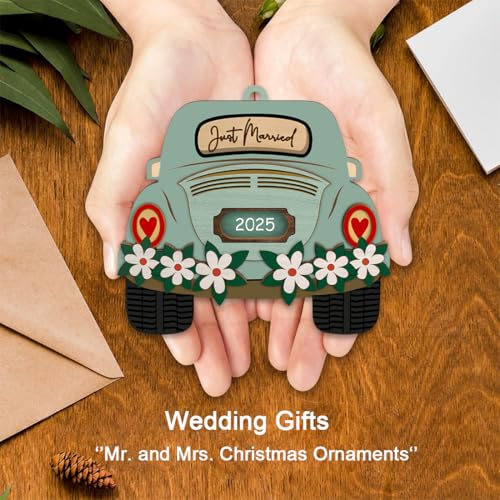 Wedding Gifts for Couples 2025, Just Married Decorations - Bridal Shower Gifts for Bride, Newly Wed Gift Ideas - First Christmas Married Ornament 2025